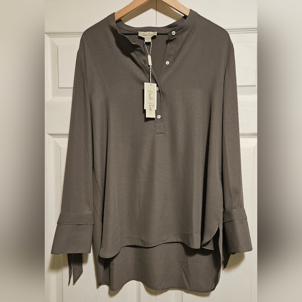 Charlie Paige Charcoal Blouse Size Large New With Tags